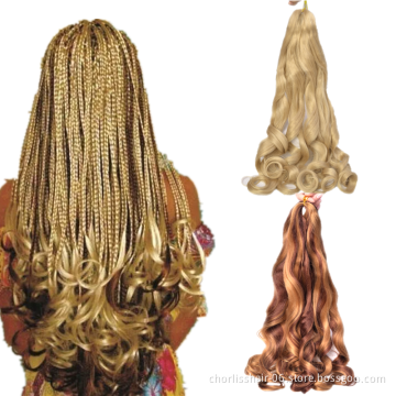 Wholesale Price  Prestreched Spiral Curl Crochet Braiding Hair French Curly Extensions For Braids Synthetic Hair Attachments